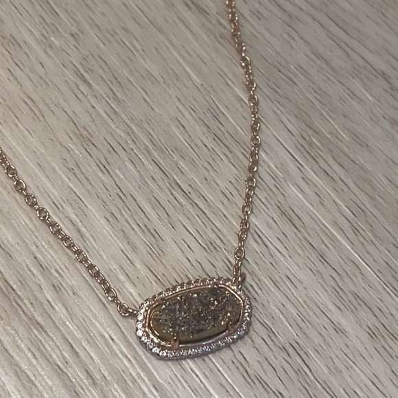 Kendra Scott Rose Gold Drusy Necklace with Crystal Frame - Picture 2 of 2